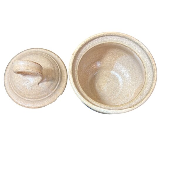 Vintage Handcrafted Ceramic Lidded Jar With Earthy Tones & Rustic Finish - Picture 5 of 10